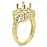 0.30 Carat (ctw) 14K Yellow Gold Round Cut White Diamond Ladies Bridal Semi Mount Engagement Ring 1/3 CT (No Center Stone)