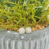 0.55 Carat (ctw) 10K Yellow Gold Round Cut White Diamond Ladies Square Frame Halo Stud Earrings 1/2 CT