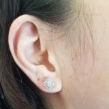 0.55 Carat (ctw) 14K Yellow Gold Round Cut White Diamond Ladies Square Frame Halo Stud Earrings 1/2 CT