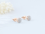 0.25 Carat (ctw) 10K Rose Gold Round White Diamond Ladies Circle Cluster Stud Earrings 1/4 CT
