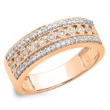 0.35 Carat (ctw) 10K Rose Gold Round White Diamond Ladies Anniversary Wedding Band Stackable Ring 1/3 CT