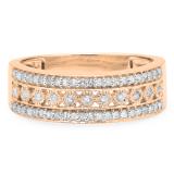 0.35 Carat (ctw) 10K Rose Gold Round White Diamond Ladies Anniversary Wedding Band Stackable Ring 1/3 CT