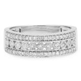 0.35 Carat (ctw) 10K White Gold Round White Diamond Ladies Anniversary Wedding Band Stackable Ring 1/3 CT