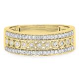 0.35 Carat (ctw) 10K Yellow Gold Round White Diamond Ladies Anniversary Wedding Band Stackable Ring 1/3 CT