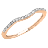 0.15 Carat (ctw) 10K Rose Gold Round White Diamond Anniversary Ring Wedding Guard Band