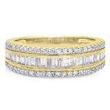 0.95 Carat (ctw) 10K Yellow Gold Round & Baguette Diamond Men's Anniversary Wedding Band Ring 1 CT