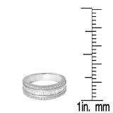 0.95 Carat (ctw) 18K White Gold Round & Baguette Diamond Men's Anniversary Wedding Band Ring 1 CT