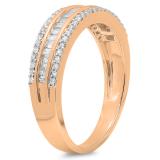 0.60 Carat (ctw) 10K Rose Gold Round & Baguette Diamond Ladies Bridal Anniversary Wedding Band Ring