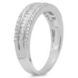 0.60 Carat (ctw) 10K White Gold Round & Baguette Diamond Ladies Bridal Anniversary Wedding Band Ring