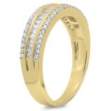 0.60 Carat (ctw) 10K Yellow Gold Round & Baguette Diamond Ladies Bridal Anniversary Wedding Band Ring