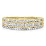 0.60 Carat (ctw) 10K Yellow Gold Round & Baguette Diamond Ladies Bridal Anniversary Wedding Band Ring