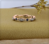 0.50 Carat (ctw) Round Blue Sapphire And Diamond Ladies Vintage Eternity Band Ring 1/2 CT 10K Rose Gold