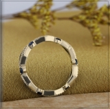 0.50 Carat (ctw) Round Blue Sapphire And Diamond Ladies Vintage Eternity Band Ring 1/2 CT 10K Yellow Gold