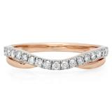 0.30 Carat (ctw) 18K Rose Gold Round Cut White Diamond Ladies Anniversary Wedding Guard Contour Band 1/3 CT