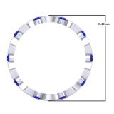 0.45 Carat (ctw) 14K White Gold Round Blue Sapphire And White Diamond Ladies Vintage Style Anniversary Wedding Eternity Band Stackable Ring 1/2 CT