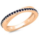 0.50 Carat (ctw) 10K Rose Gold Round Blue Sapphire Ladies Wedding Anniversary Eternity Band Ring 1/2 CT