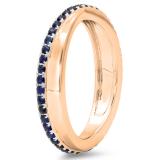 0.50 Carat (ctw) 10K Rose Gold Round Blue Sapphire Ladies Wedding Anniversary Eternity Band Ring 1/2 CT