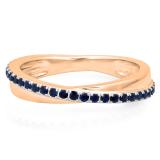 0.50 Carat (ctw) 10K Rose Gold Round Blue Sapphire Ladies Wedding Anniversary Eternity Band Ring 1/2 CT