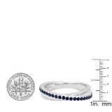 0.50 Carat (ctw) 10K White Gold Round Blue Sapphire Ladies Wedding Anniversary Eternity Band Ring 1/2 CT