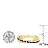 0.50 Carat (ctw) 10K Yellow Gold Round Blue Sapphire Ladies Wedding Anniversary Eternity Band Ring 1/2 CT