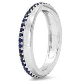 0.50 Carat (ctw) 14K White Gold Round Blue Sapphire Ladies Wedding Anniversary Eternity Band Ring 1/2 CT