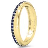 0.50 Carat (ctw) 14K Yellow Gold Round Blue Sapphire Ladies Wedding Anniversary Eternity Band Ring 1/2 CT
