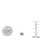 0.10 Carat (ctw) Round Blue Diamond Ladies Star Shape Fashion Stud Earrings 1/10 CT Sterling Silver