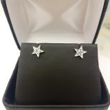 0.10 Carat (ctw) Round Blue Diamond Ladies Star Shape Fashion Stud Earrings 1/10 CT Sterling Silver