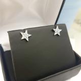 0.10 Carat (ctw) Round Blue Diamond Ladies Star Shape Fashion Stud Earrings 1/10 CT Sterling Silver