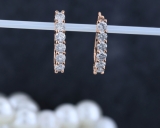 0.85 Carat (ctw) 10K Rose Gold Round Cut White Diamond Ladies Huggies Hoop Earrings