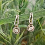 0.60 Carat (ctw) 14K Rose Gold Round White Diamond Ladies Halo Style Dangling Drop Earrings
