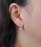 0.60 Carat (ctw) 14K White Gold Round White Diamond Ladies Halo Style Dangling Drop Earrings