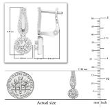 0.60 Carat (ctw) 14K White Gold Round White Diamond Ladies Halo Style Dangling Drop Earrings