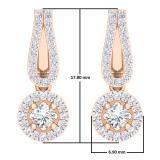 0.60 Carat (ctw) 18K Rose Gold Round White Diamond Ladies Halo Style Dangling Drop Earrings