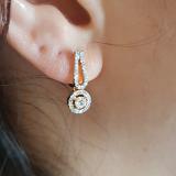 0.60 Carat (ctw) 18K Yellow Gold Round White Diamond Ladies Halo Style Dangling Drop Earrings