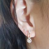 0.60 Carat (ctw) 18K Yellow Gold Round White Diamond Ladies Halo Style Dangling Drop Earrings