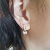 0.60 Carat (ctw) 18K Yellow Gold Round White Diamond Ladies Halo Style Dangling Drop Earrings