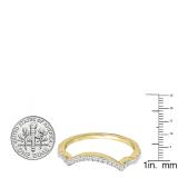 0.20 Carat (ctw) 10K Yellow Gold Round Cut Diamond Ladies Anniversary Wedding Stackable Band Contour Guard Ring 1/5 CT