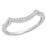0.20 Carat (ctw) 14K White Gold Round Cut Diamond Ladies Anniversary Wedding Stackable Band Contour Guard Ring 1/5 CT