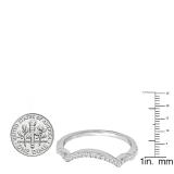 0.20 Carat (ctw) 14K White Gold Round Cut Diamond Ladies Anniversary Wedding Stackable Band Contour Guard Ring 1/5 CT
