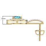 2.30 Carat (ctw) 14K Yellow Gold Round Cut Blue Topaz & White Diamond Ladies Halo Style Drop Earrings