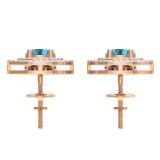 2.30 Carat (ctw) 18K Rose Gold Round Cut Blue Topaz & White Diamond Ladies Halo Style Drop Earrings