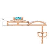 2.30 Carat (ctw) 18K Rose Gold Round Cut Blue Topaz & White Diamond Ladies Halo Style Drop Earrings