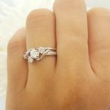 0.50 Carat (ctw) 10K White Gold Round Diamond Ladies Swirl Bridal 3 Stone Engagement Ring With Matching Band Set 1/2 CT