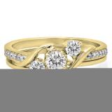 0.50 Carat (ctw) 10K Yellow Gold Round Diamond Ladies Swirl Bridal 3 Stone Engagement Ring With Matching Band Set 1/2 CT