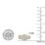 0.40 Carat (ctw) 10K Yellow Gold Round White Diamond Ladies Micro Pave Swirl Split Shank Engagement Ring Set