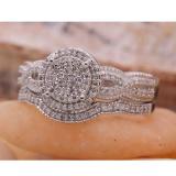 0.40 Carat (ctw) 14K White Gold Round White Diamond Ladies Micro Pave Swirl Split Shank Engagement Ring Set