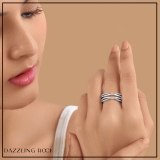 0.50 Carat (ctw) 10K White & Rose Gold Two Tone Round Cut Diamond Ladies Anniversary Wedding Band Enhancer Guard Double Chevron Ring 1/2 CT