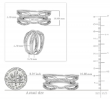 0.50 Carat (ctw) 10K White & Rose Gold Two Tone Round Cut Diamond Ladies Anniversary Wedding Band Enhancer Guard Double Chevron Ring 1/2 CT