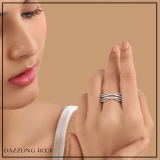 0.50 Carat (ctw) 14K White & Rose Gold Two Tone Round Cut Diamond Ladies Anniversary Wedding Band Enhancer Guard Double Chevron Ring 1/2 CT